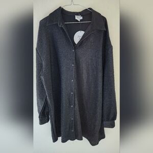 Princess Polly NWT Women's Evolving Button-Up Black Glitter Shirt Dress Size 6